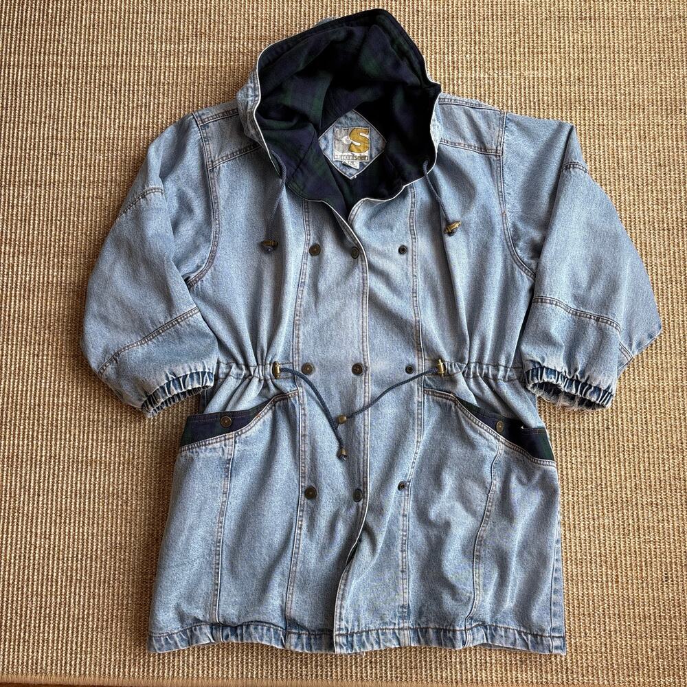 🌀 Vintage Current Seen Denim Anorak Jacket | Size L | Light Wash